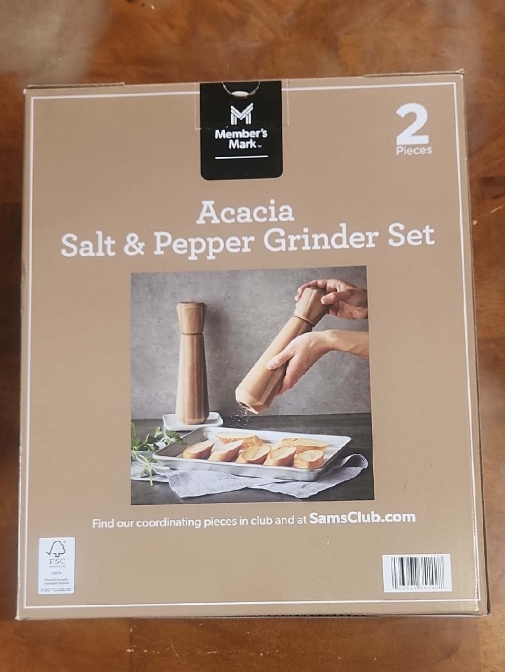 Member's Mark Acacia Salt & Pepper Grinder Set - Natural Wood